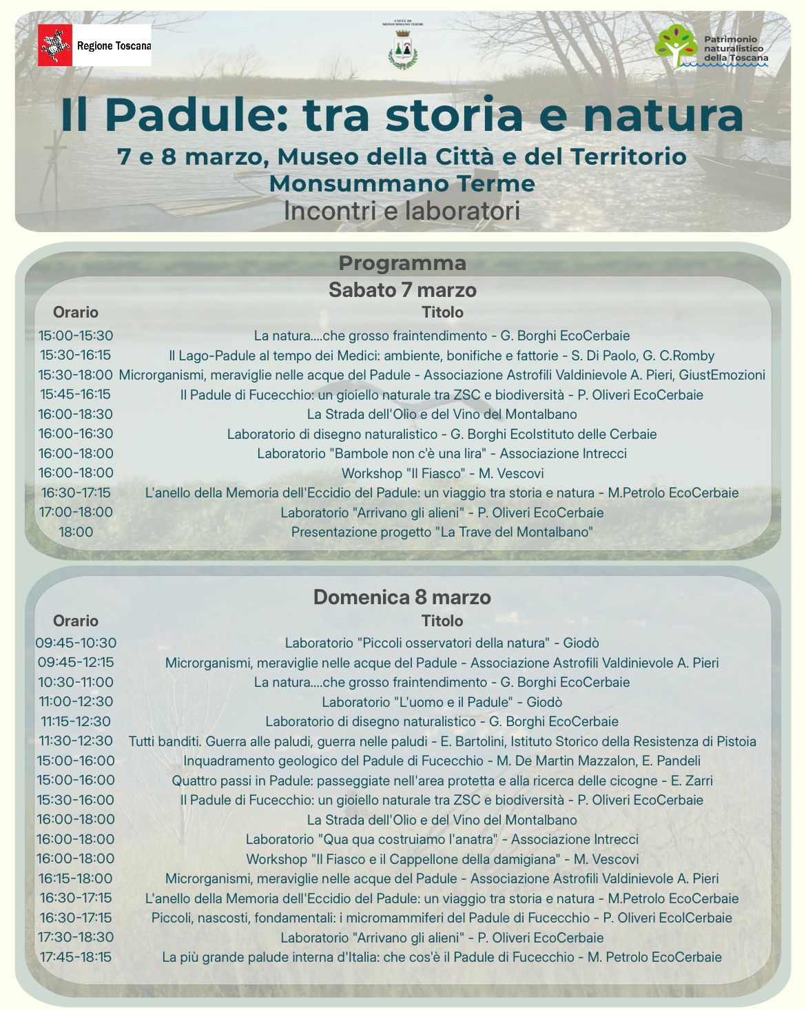 padule 7 e 8 marzo 2026