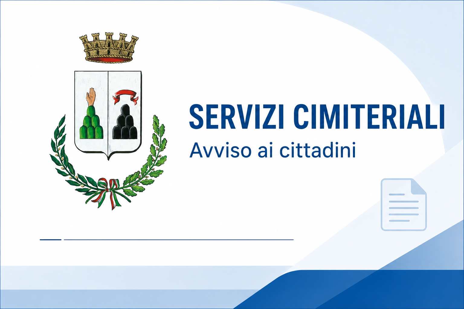 Servizi Cimiteriali - Avviso ai cittadini