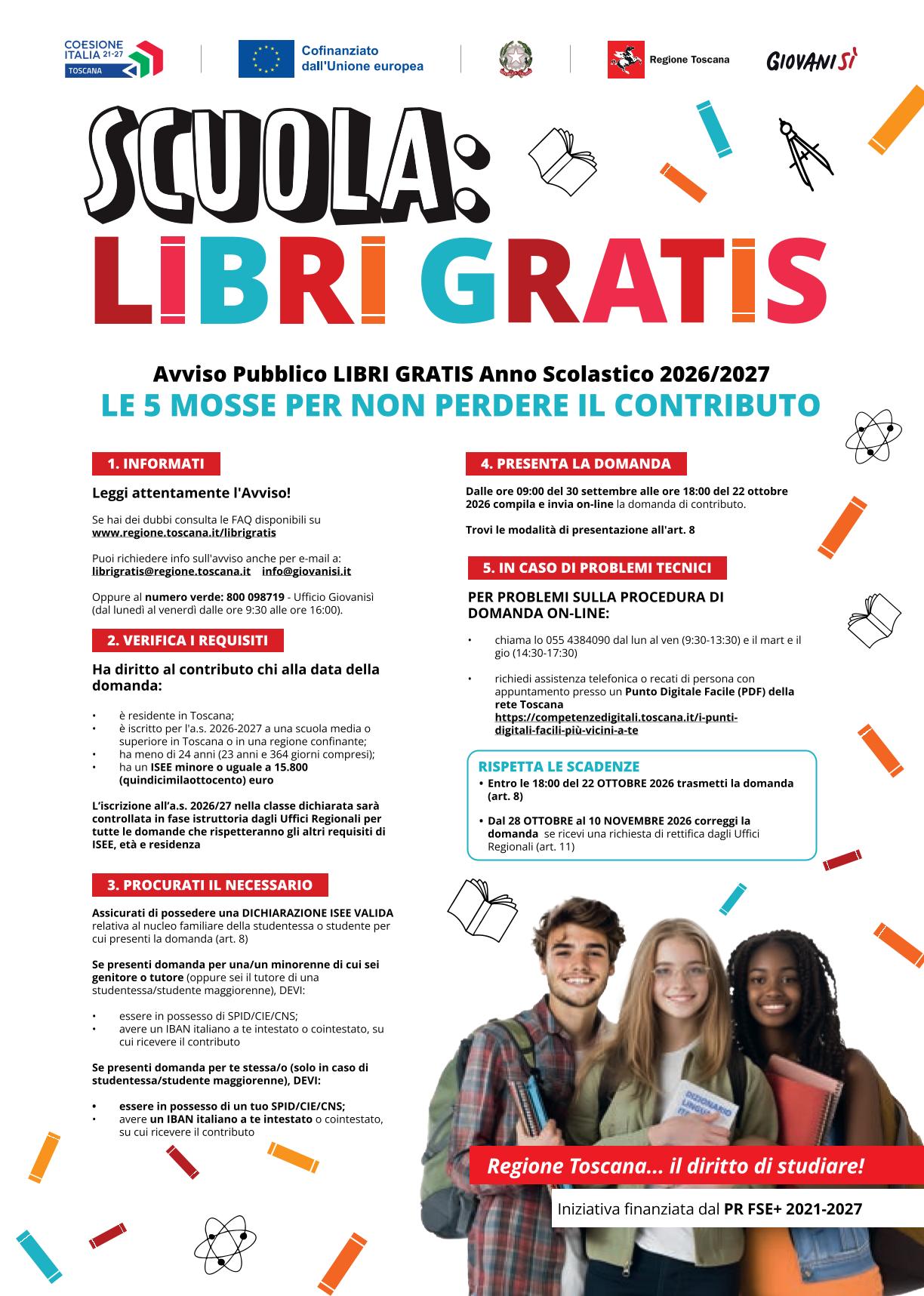 RIAPRE IL BANDO "LIBRI GRATIS" A.S. 2026/2027