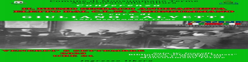 8 settembre 2023 Conferenza “IL PRIMO SINDACO ANTIFASCISTA ELETTO DAL C.L.N. A MONSUMMANO” in Biblioteca