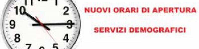 Modifica orario di apertura al pubblico del mercoledì mattina dei Servizi Demografiici